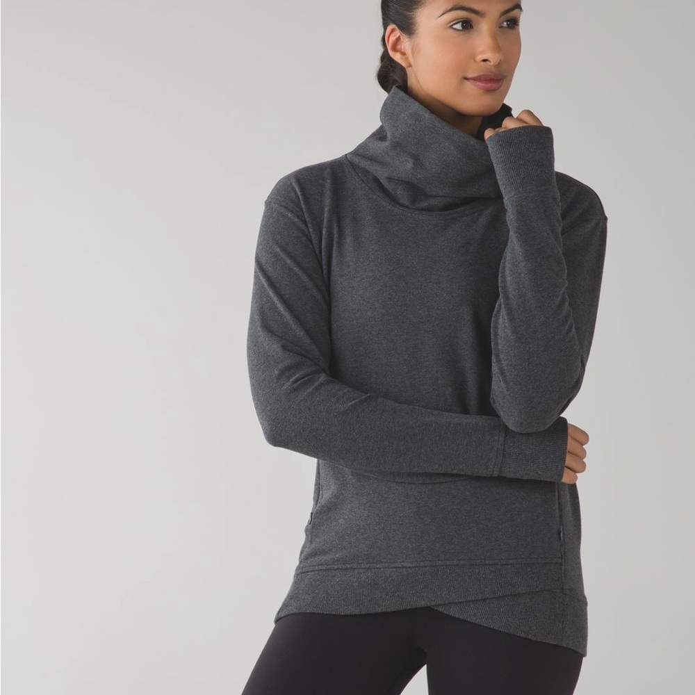 Lululemon On The Double Pullover Heathered Dark Grey (size 6)